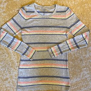 Gap Favorite Long Sleeved T Shirt Gray Stripes